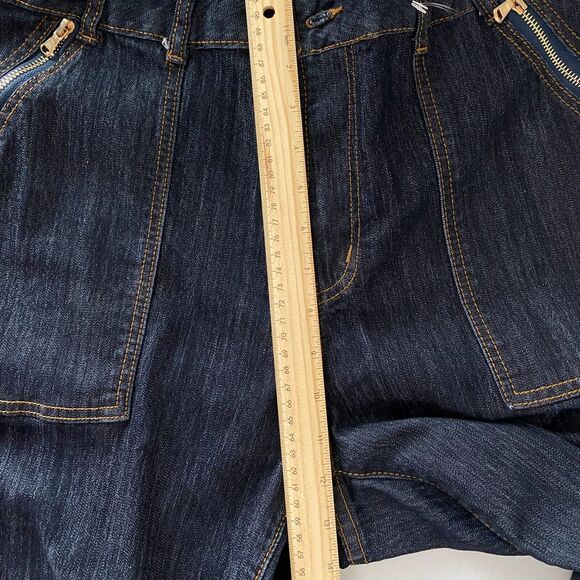 Ashley Stuart Wide Leg Denim Jeans Womens Plus Size 16 Blue High Rise Zip Pocket - Picture 6 of 11